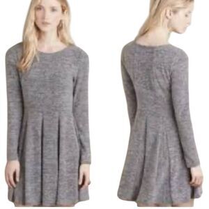 Anthropologie Dolan Left Coast Dress Gray Piper Pleated Fit & Flare large